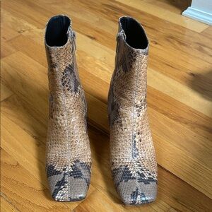 Vince Tan and Black Snakeskin Ankle Boots
